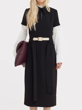 Julia Allert Midi Black Dress With Belt New With Tags XL